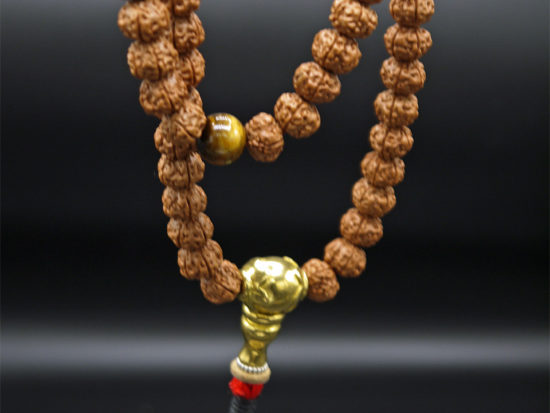 Full Mala, Rudraksha 11mm, Gold, Copper, Coral P1100274