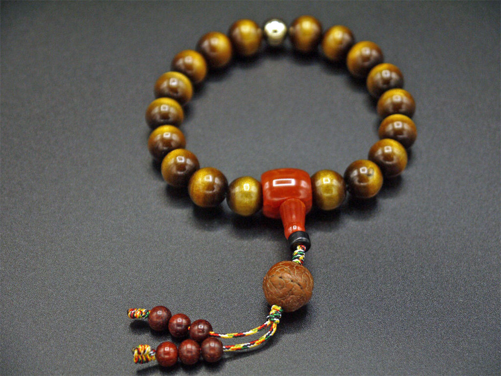 Wrist Mala, Black Golden Coral, Phoenix Eye Bodhi, Icy Red Agate il_fullxfull.1898031878_ia41