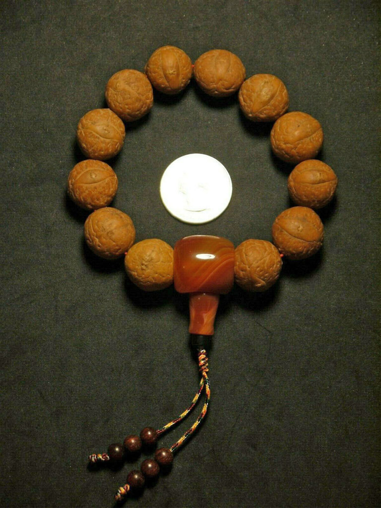 Wrist Mala, X-Large High Quality Phoenix Eye Bodhi Seed, Red Agate 03T161110