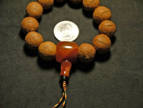 Wrist Mala, X-Large High Quality Phoenix Eye Bodhi Seed, Red Agate 03T161131