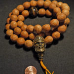 Half Mala Bodhi 14mm Brass Monkey King Guru Bead Tigers Eye Coconut P1060172