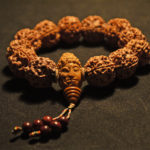 Wrist Mala, Golden Rudraksha 20mm, Half Demon Guru Bead