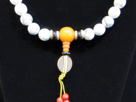 Full Mala, Tibetan, White Turquoise Beads 820784043