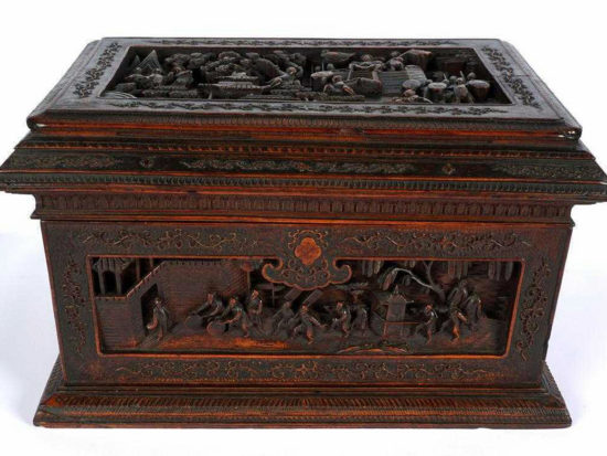 Qing Chinese Antique Wood Carved Box 23T234743