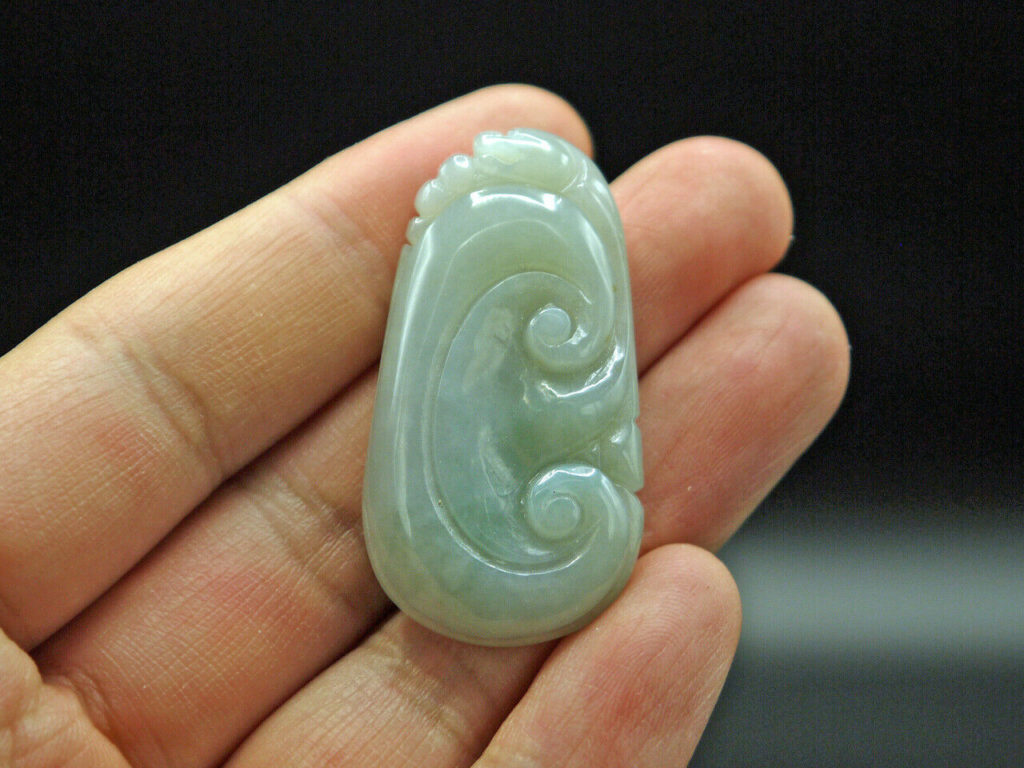 Pendant, Icy White Jadeite Jade Carved RuYi, 41.18mm x 23.16mm (SOLD ...