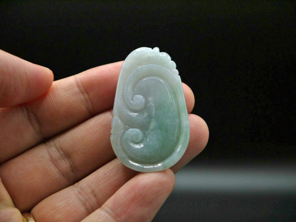 Pendant, Natural Icy White Jadeite Jade Carved RuYi, 47mm x 27mm (SOLD ...
