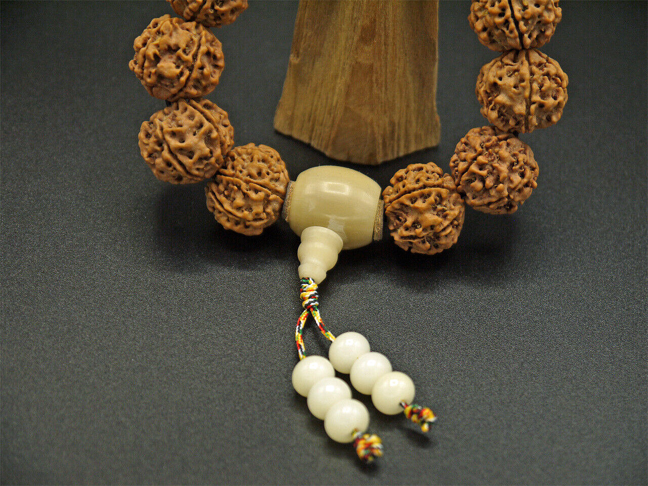 Wrist Mala, 6 Faced Rudraksha 18mm, Ox Horn, Bodhi Seeds (SOLD) - ZenMu Art