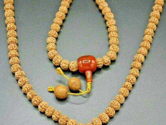 Loyalty Mala 108 Dragon Rudraksha Beads 11mm Red Agate Guru Bead 1