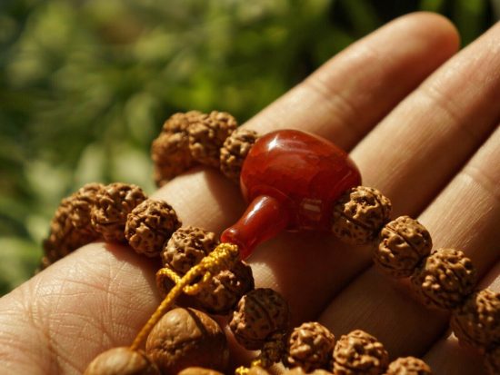 Loyalty Mala 108 Dragon Rudraksha Beads 11mm Red Agate Guru Bead 4