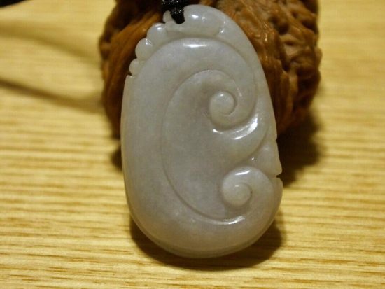 Natural Grade A Jadeite Jade Carved RUYI Lucky Pendant Bodhi 2