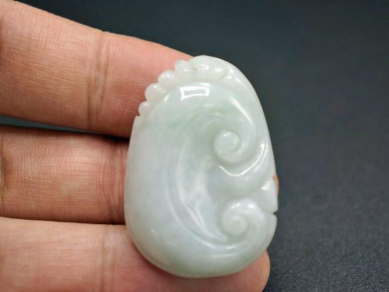Natural Grade A Jadeite Jade Carved RUYI Lucky Pendant Bodhi 5