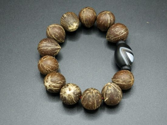 Wrist Mala Golden Mouse Bodhi Coconut Seeds 17mm Lace Agate 4