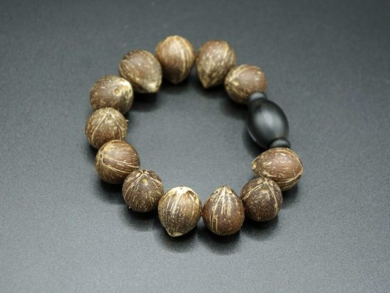 Wrist Mala Golden Mouse Bodhi Coconut Seeds 17mm Lace Agate 8