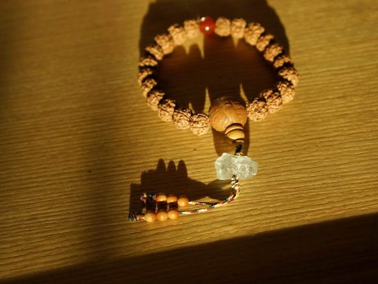 Wrist Mala Rudraksha 10mm Bodhi Guru Bead Aquamarine Crystal 7