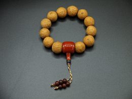 Wrist Mala, X-Large High Quality Phoenix Eye Bodhi Seed, Red Agate 4