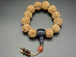 nepali 6 face rudraksha bracelet blue goldstone guru bead 1