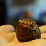 Antique Bamboo Root carved Golden Toad 1