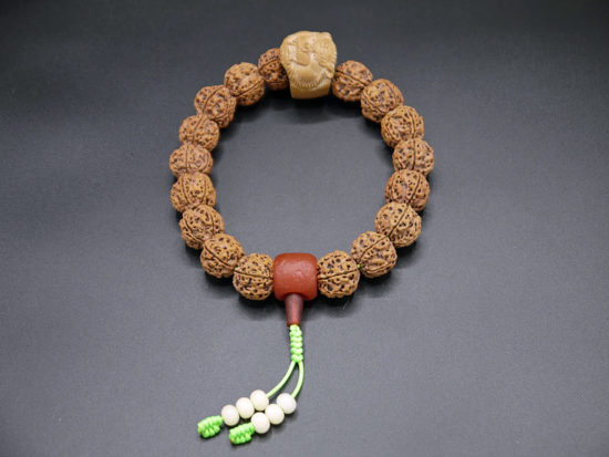 Hand Held Tiger Mala, Carved Pit, Red Agate 1