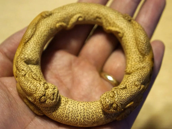 Solid Bamboo, Carved Chi Dragon Bangle 76