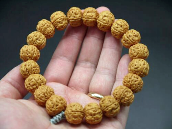 Wrist Mala, The Golden Bracelet 2, 15mm Golden Rudraksha 2
