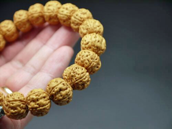 Wrist Mala, The Golden Bracelet 2, 15mm Golden Rudraksha 5