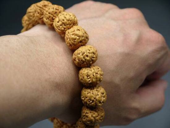 Wrist Mala, The Golden Bracelet 2, 15mm Golden Rudraksha 6