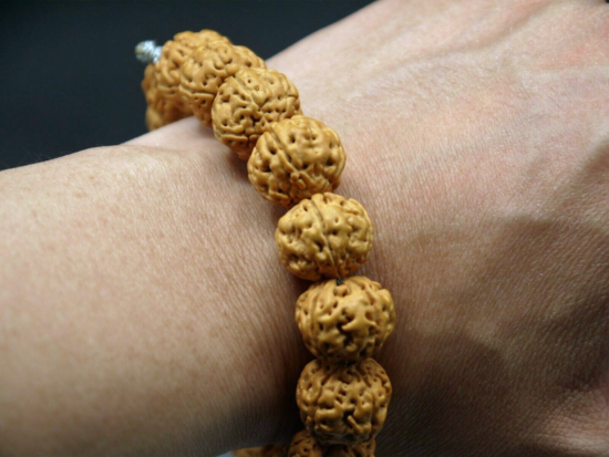 Wrist Mala, The Golden Bracelet 3, 15mm Golden Rudraksha 5
