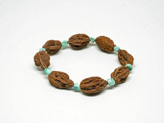 Wrist Mala, Wild Abnormal Walnuts, Turquoise 3