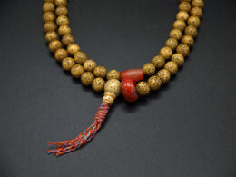 Full Mala Star-Moon Butterscotch Bodhi Icy Nanhong Agate Beads 4