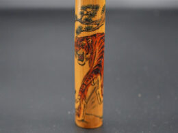Bamboo Handheld Stick, Tiger and Mountain Range 01