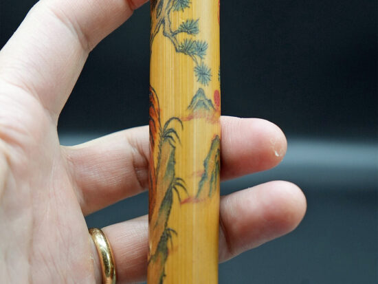 Bamboo Handheld Stick, Tiger and Mountain Range 02