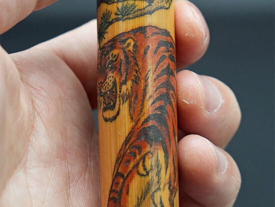 Bamboo Handheld Stick, Tiger and Mountain Range 05