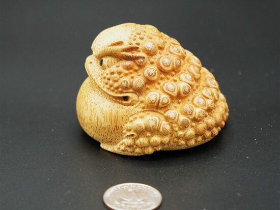 Bamboo Root Carved Mighty Golden Toad 02
