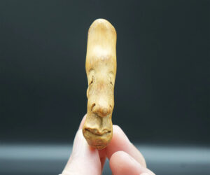 Carved Bamboo Face of Arhat 01