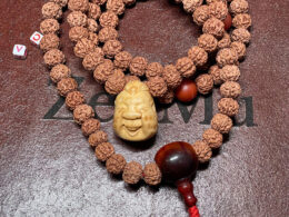 full mala 10mm rudrasha horn carved bamboo jasper 04