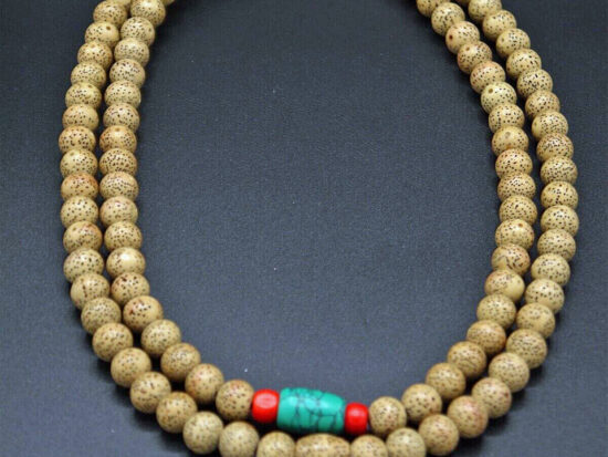 Full Mala, Star Moon Bodhi Aged, Turquoise Beads 01
