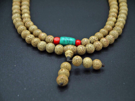 Full Mala, Star Moon Bodhi Aged, Turquoise Beads 02