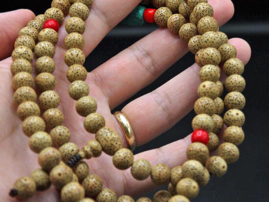 Full Mala, Star Moon Bodhi Aged, Turquoise Beads 06