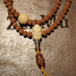 Full Mala, Wheel of Dharma Beads, Carved Bodhi Demon 01