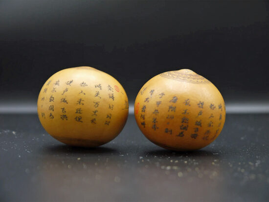 Pair of Gourds with Chinese Art & Poetry 02