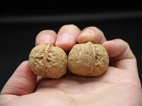 Walnuts, Pair of Matched Three Faced Petite Yunnan Iron 30mm 06