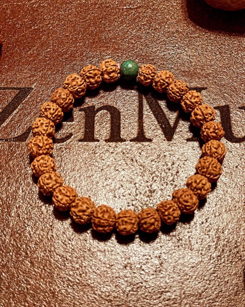 Wrist Mala, Custom Size, 8mm Rudraksha, 8mm Turquoise 02