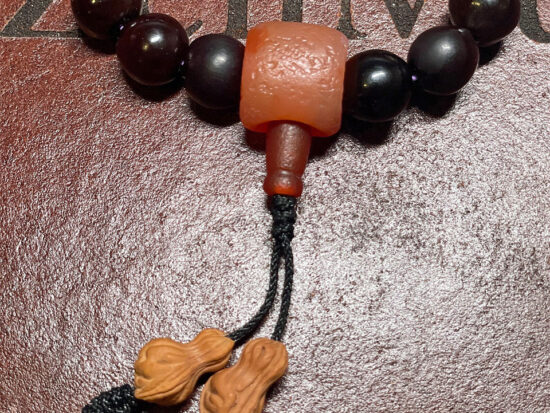 Wrist Mala, Mu Huan Bodhi Beads, Monkey King Carved Pit 02