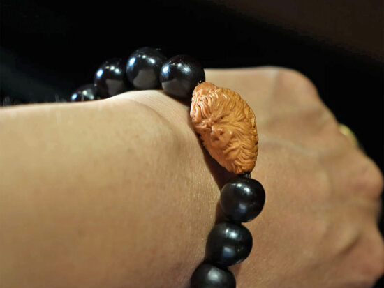Wrist Mala, Mu Huan Bodhi Beads, Monkey King Carved Pit, Edition 2 03