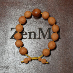 Wrist Mala, Phoenix Eye Bodhi, Saturn-Like Burl Wood Bead 01